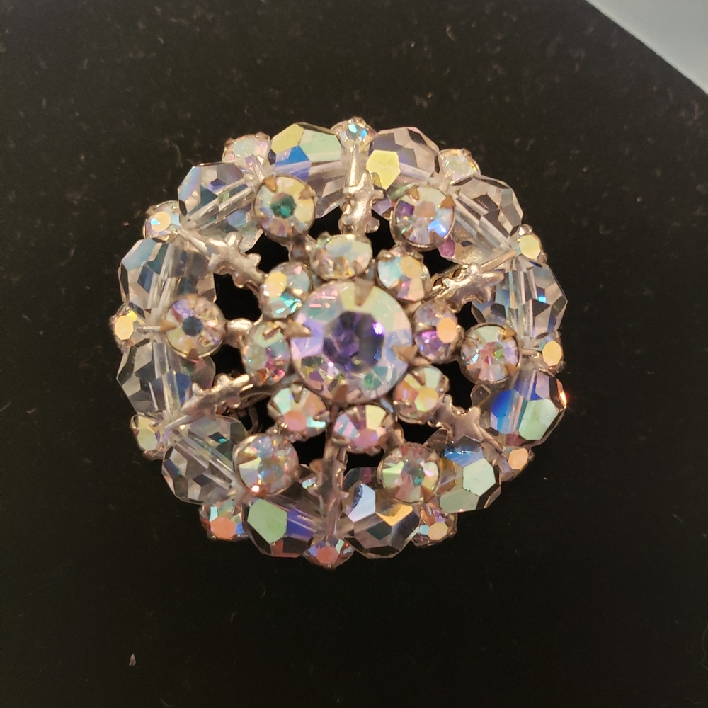 Vintage AB Rhinestone & Crystal Brooch